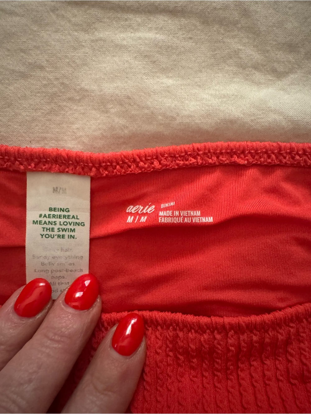 aerie Red Textured Bikini Set medium swim suit retro buckle - Picture 2 of 4